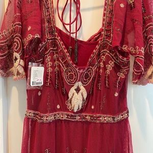 New Free People Beaded Embroidered dress